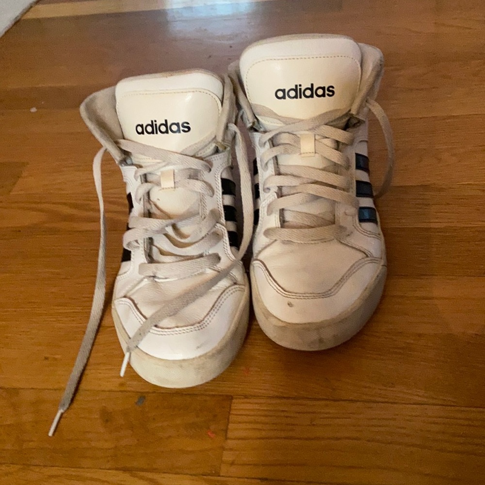 White Adidas high top sneakers